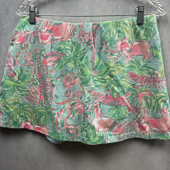 Lilly Pulitzer Womens Skort Size Large Vibrant Multicolor Pink Teal Animal Print - Picture 7 of 14